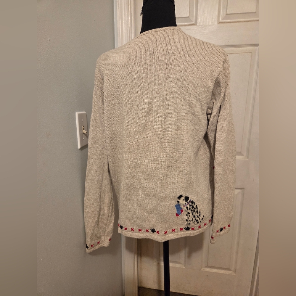 Marisa Christina Cream Cardigan Sweater with Multicolor Dog Motifs - Picture 7 of 8